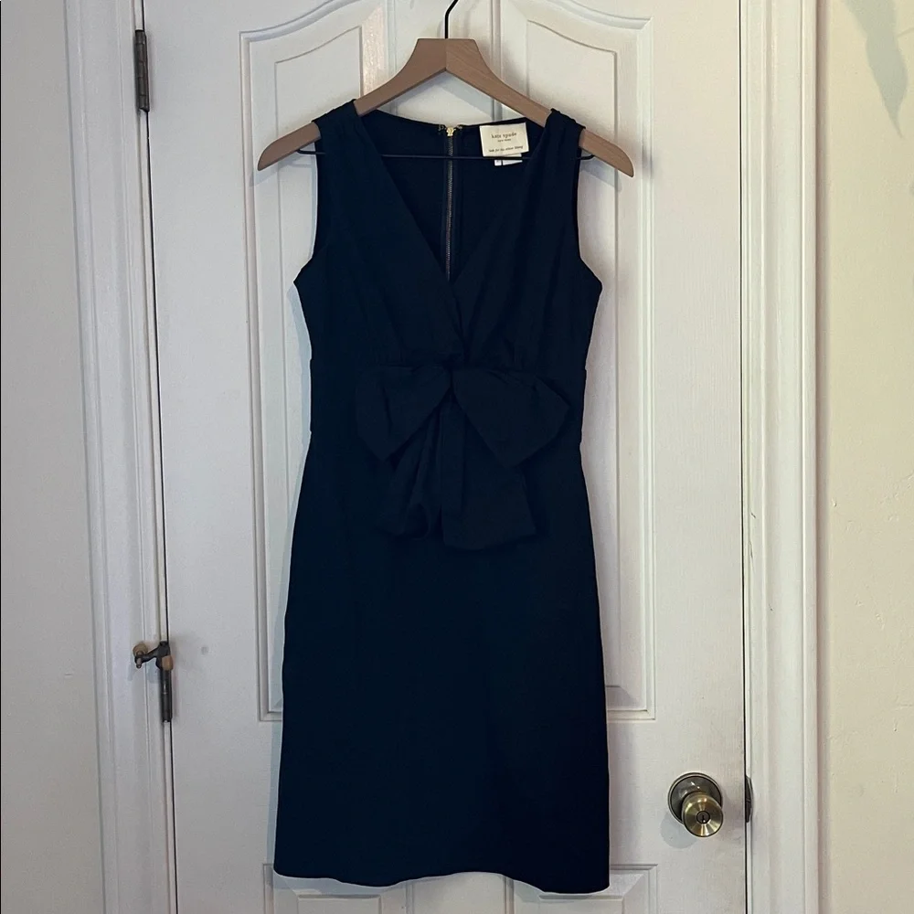 Kate Spade | Navy Bow-Front Midi Dress Size 2‎ Cocktail Holiday Party Shift